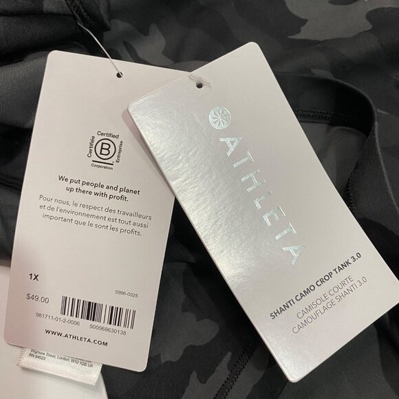 NEW Athleta Shanti Black & Gray Camo Crop Tank 3.0 Women's Plus Size 1X - Picture 2 of 6
